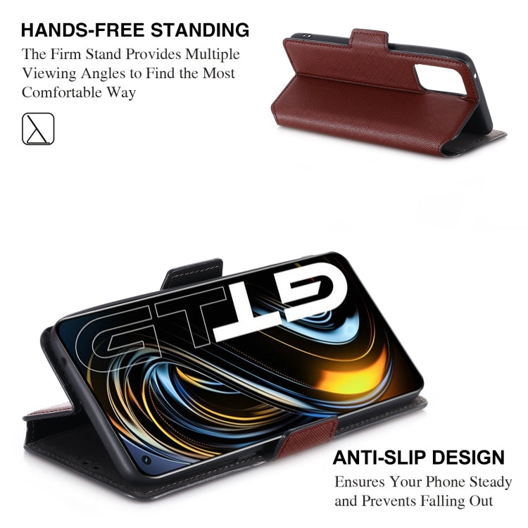 For OPPO Realme GT 5G MUXMA MX115 Cross Texture Oil Edge Flip Leather Phone Case