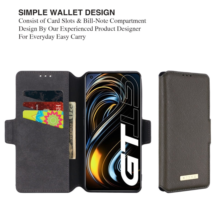 For OPPO Realme GT 5G MUXMA MX115 Cross Texture Oil Edge Flip Leather Phone Case