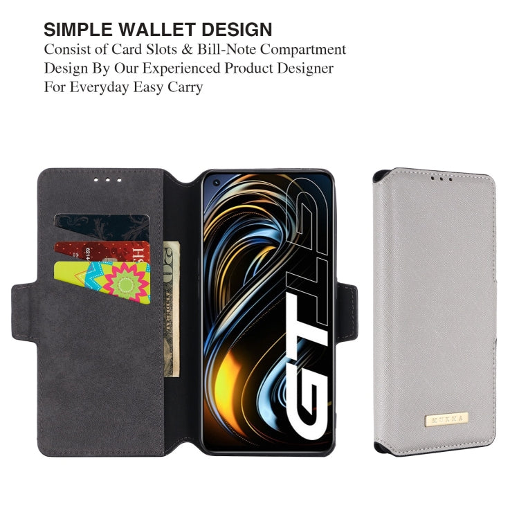 For OPPO Realme GT 5G MUXMA MX115 Cross Texture Oil Edge Flip Leather Phone Case