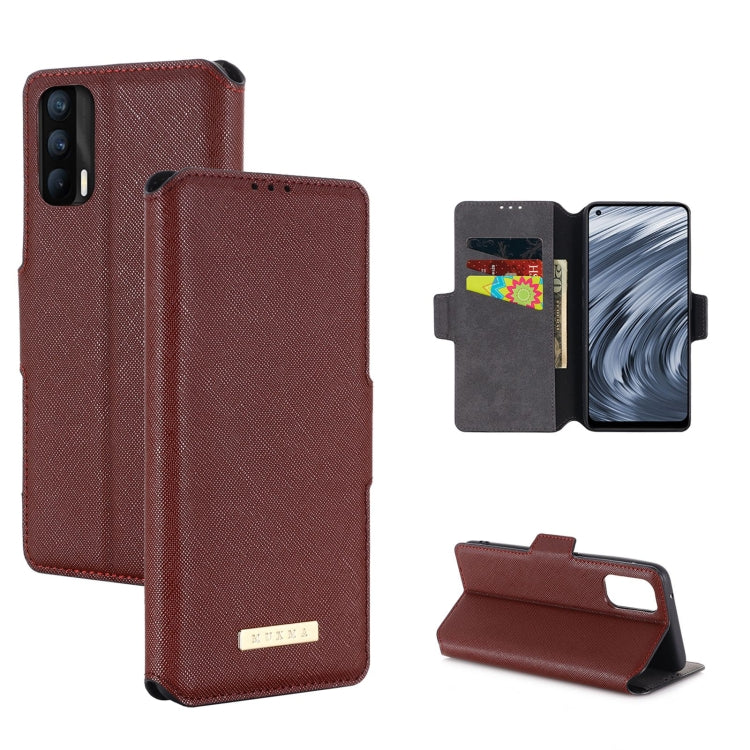For OPPO Realme X7 Indian Version / V15 MUXMA MX115 Cross Texture Oil Edge Flip Leather Phone Case