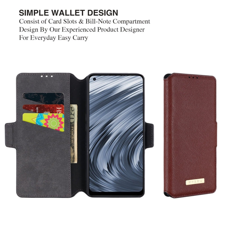 For OPPO Realme X7 Indian Version / V15 MUXMA MX115 Cross Texture Oil Edge Flip Leather Phone Case