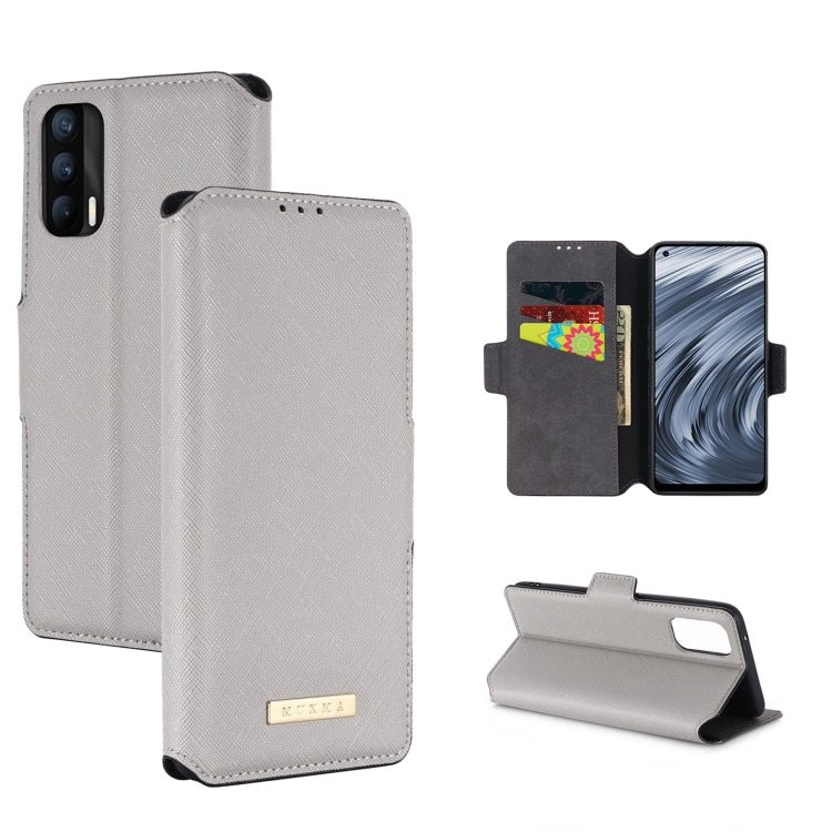For OPPO Realme X7 Indian Version / V15 MUXMA MX115 Cross Texture Oil Edge Flip Leather Phone Case