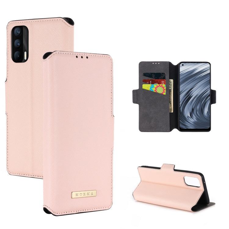 For OPPO Realme X7 Indian Version / V15 MUXMA MX115 Cross Texture Oil Edge Flip Leather Phone Case