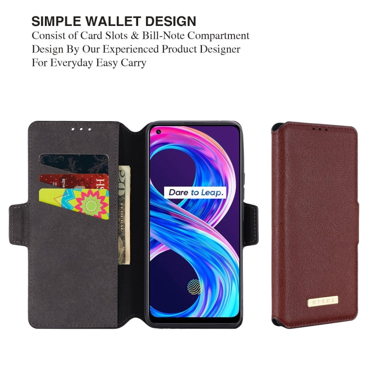 For OPPO Realme 8 / 8 Pro MUXMA MX115 Cross Texture Oil Edge Flip Leather Phone Case