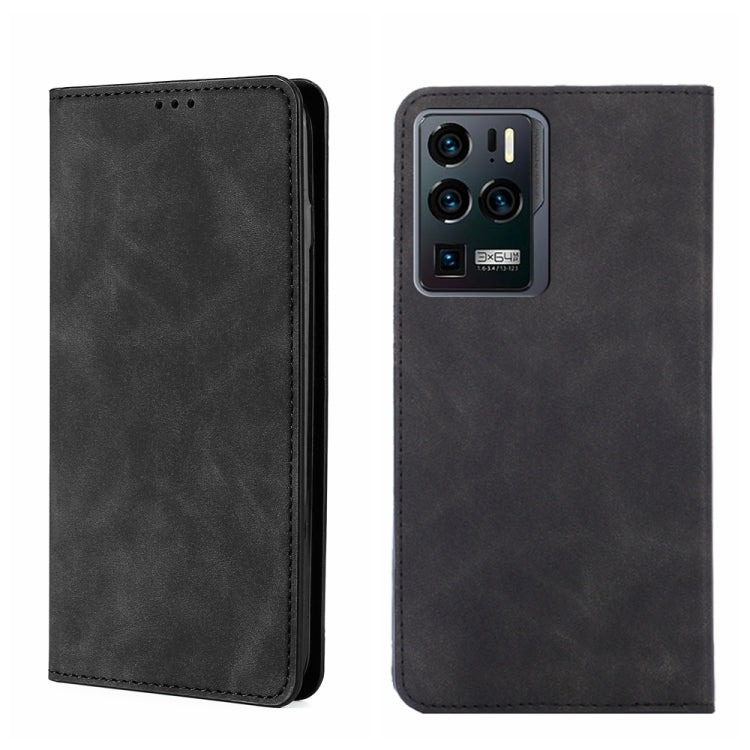 For ZTE Axon 30 Ultra 5G Skin Feel Magnetic Flip Leather Phone Case
