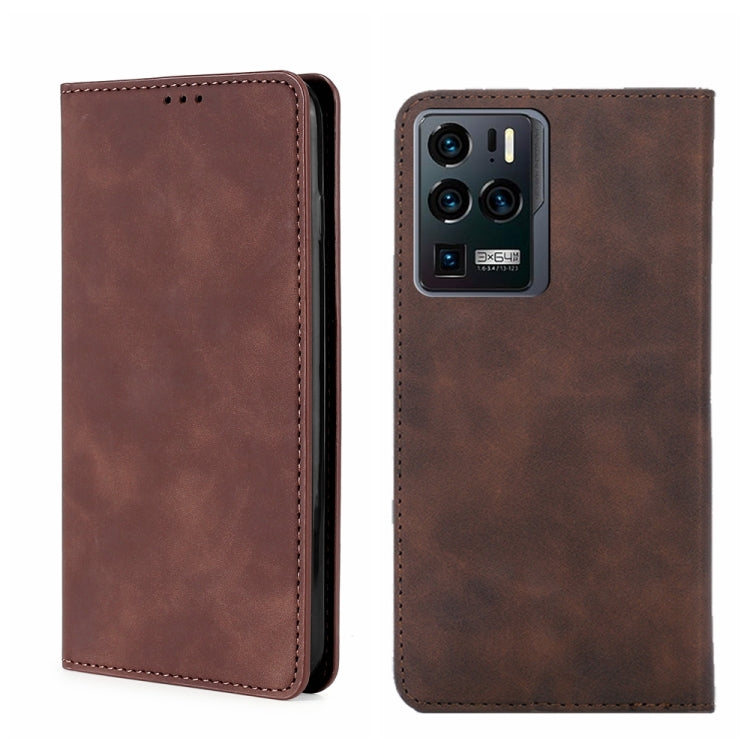 For ZTE Axon 30 Ultra 5G Skin Feel Magnetic Flip Leather Phone Case