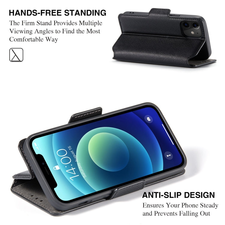 For iPhone 12 MUXMA MX115 Cross Texture Oil Edge Flip Leather Phone Case