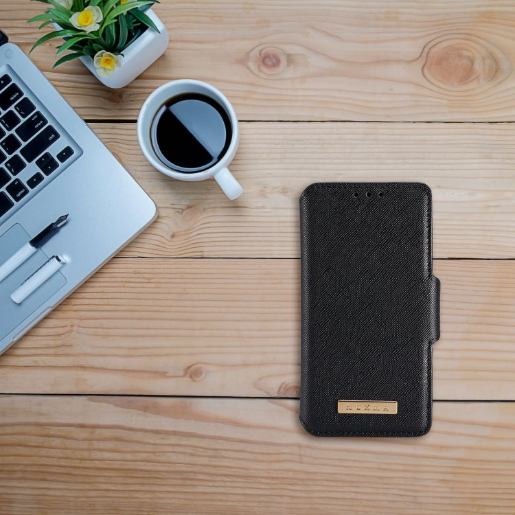 For iPhone 12 MUXMA MX115 Cross Texture Oil Edge Flip Leather Phone Case