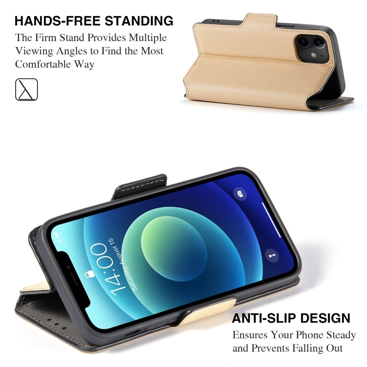 For iPhone 12 MUXMA MX115 Cross Texture Oil Edge Flip Leather Phone Case