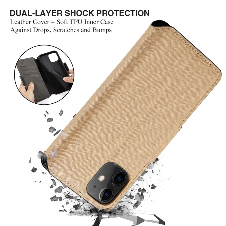 For iPhone 12 MUXMA MX115 Cross Texture Oil Edge Flip Leather Phone Case