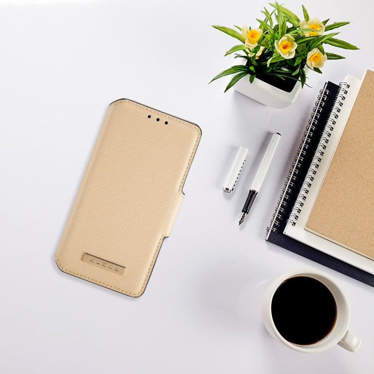 For iPhone 12 MUXMA MX115 Cross Texture Oil Edge Flip Leather Phone Case