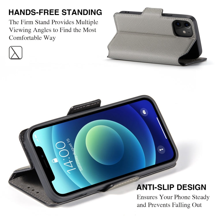 For iPhone 12 MUXMA MX115 Cross Texture Oil Edge Flip Leather Phone Case