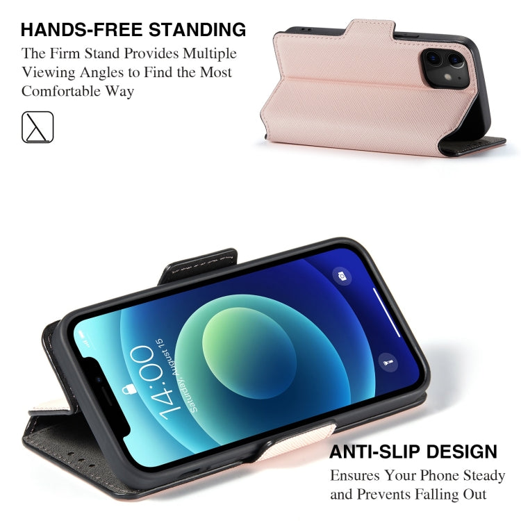 For iPhone 12 MUXMA MX115 Cross Texture Oil Edge Flip Leather Phone Case