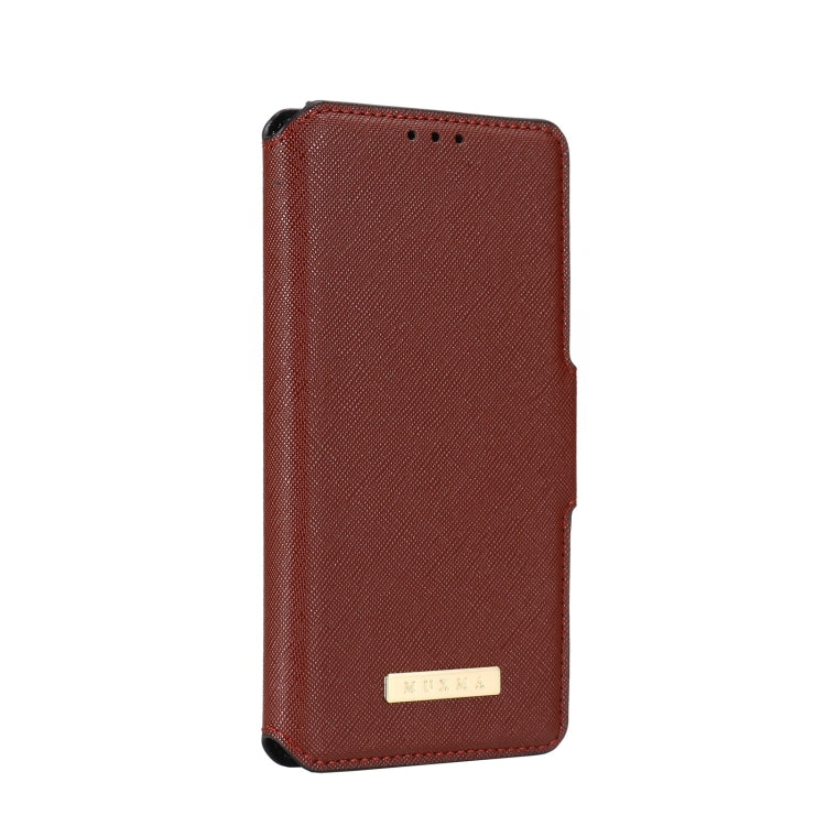 For iPhone 13 MUXMA MX115 Cross Texture Oil Edge Flip Leather Phone Case