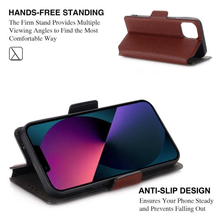 For iPhone 13 MUXMA MX115 Cross Texture Oil Edge Flip Leather Phone Case