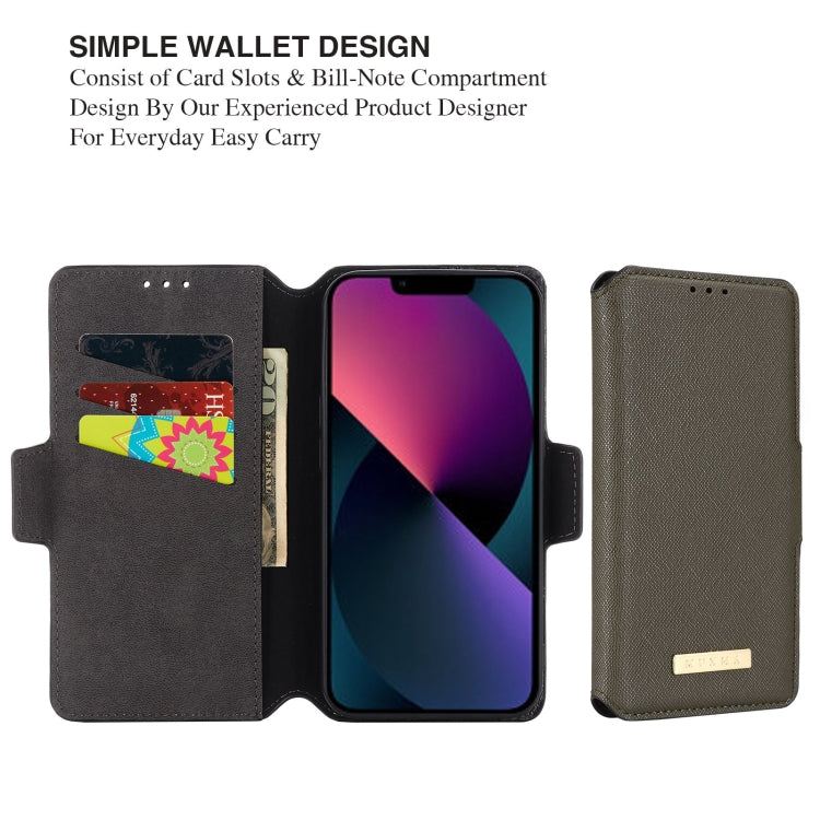 For iPhone 13 MUXMA MX115 Cross Texture Oil Edge Flip Leather Phone Case