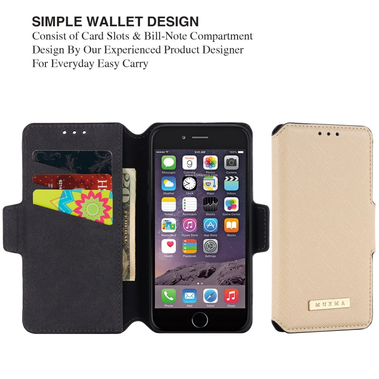 MUXMA MX115 Cross Texture Oil Edge Flip Leather Phone Case For iPhone 6s / 6