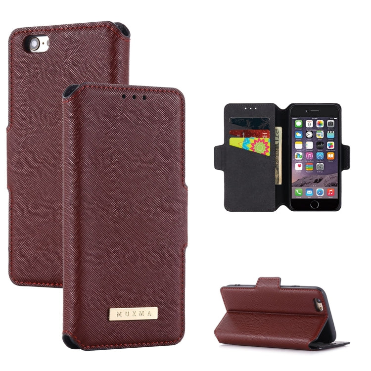 MUXMA MX115 Cross Texture Oil Edge Flip Leather Phone Case For iPhone 6s Plus / 6 Plus