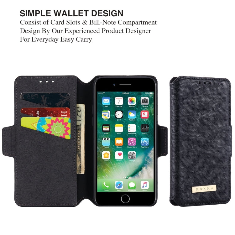 For iPhone SE 2022 / SE 2020 / 8 / 7 MUXMA MX115 Cross Texture Oil Edge Flip Leather Phone Case