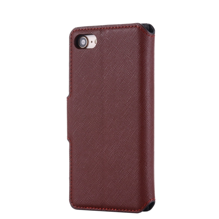 For iPhone SE 2022 / SE 2020 / 8 / 7 MUXMA MX115 Cross Texture Oil Edge Flip Leather Phone Case