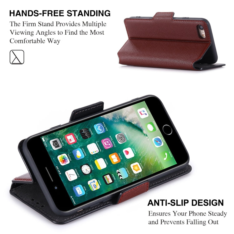 For iPhone SE 2022 / SE 2020 / 8 / 7 MUXMA MX115 Cross Texture Oil Edge Flip Leather Phone Case