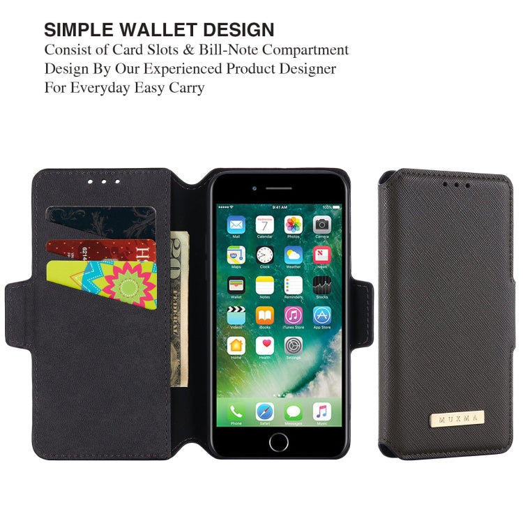 For iPhone SE 2022 / SE 2020 / 8 / 7 MUXMA MX115 Cross Texture Oil Edge Flip Leather Phone Case