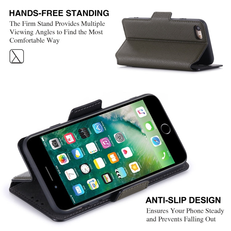 For iPhone SE 2022 / SE 2020 / 8 / 7 MUXMA MX115 Cross Texture Oil Edge Flip Leather Phone Case