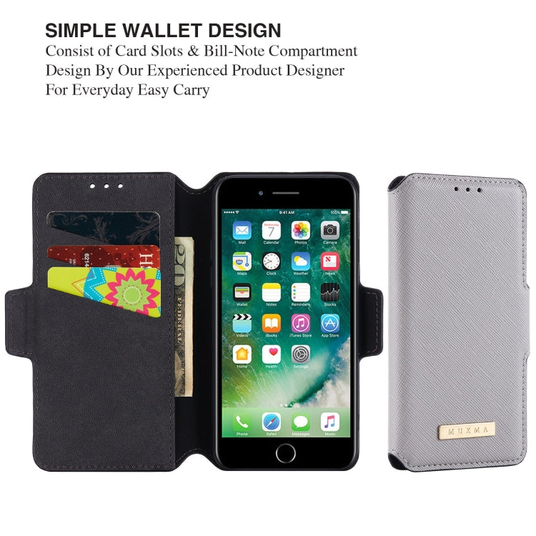 For iPhone SE 2022 / SE 2020 / 8 / 7 MUXMA MX115 Cross Texture Oil Edge Flip Leather Phone Case