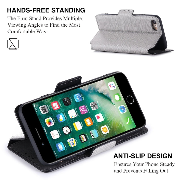 For iPhone SE 2022 / SE 2020 / 8 / 7 MUXMA MX115 Cross Texture Oil Edge Flip Leather Phone Case