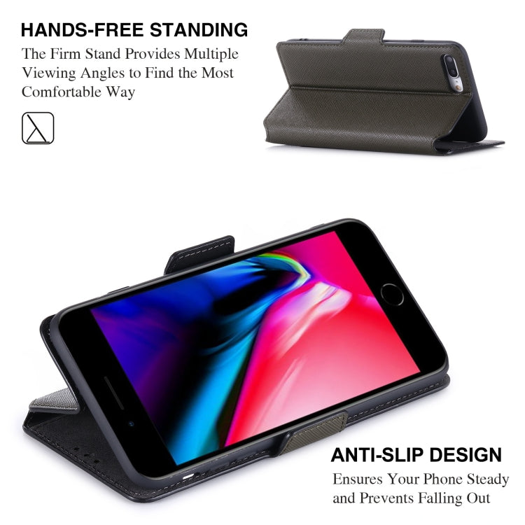 MUXMA MX115 Cross Texture Oil Edge Flip Leather Phone Case For iPhone 8 Plus / 7 Plus