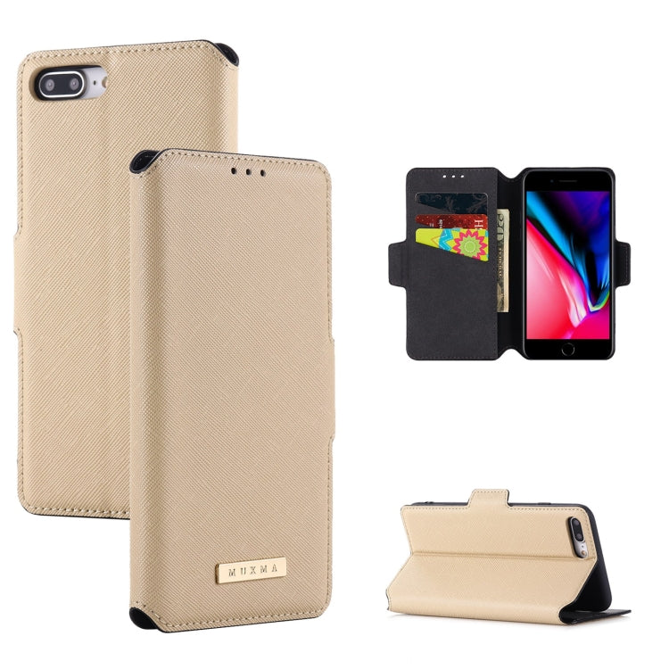 MUXMA MX115 Cross Texture Oil Edge Flip Leather Phone Case For iPhone 8 Plus / 7 Plus