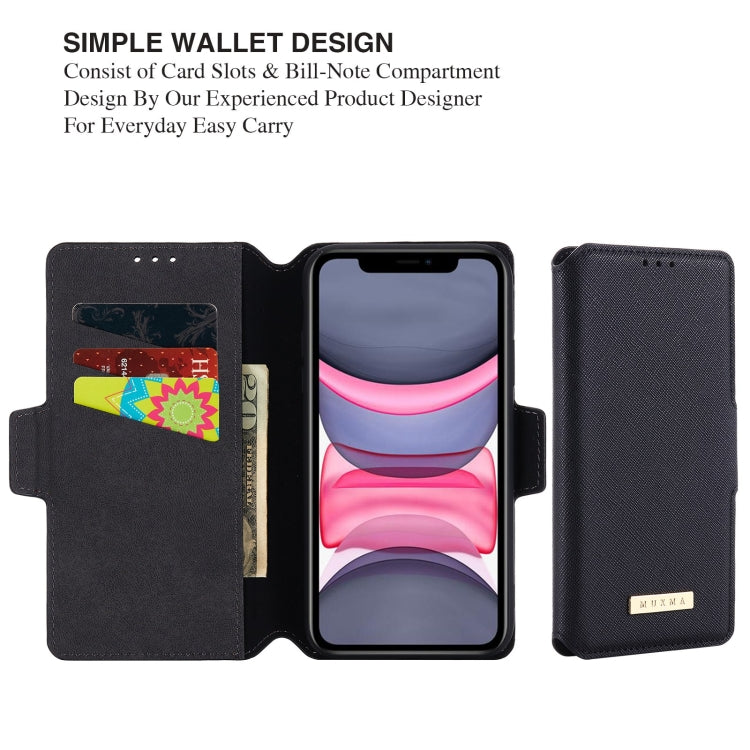 For iPhone 11 MUXMA MX115 Cross Texture Oil Edge Flip Leather Phone Case