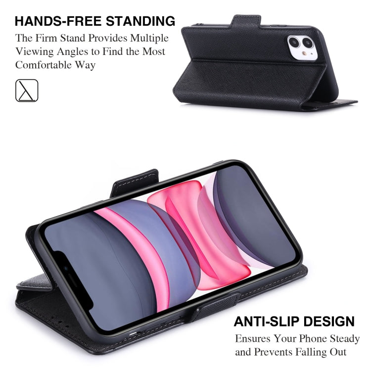 For iPhone 11 MUXMA MX115 Cross Texture Oil Edge Flip Leather Phone Case