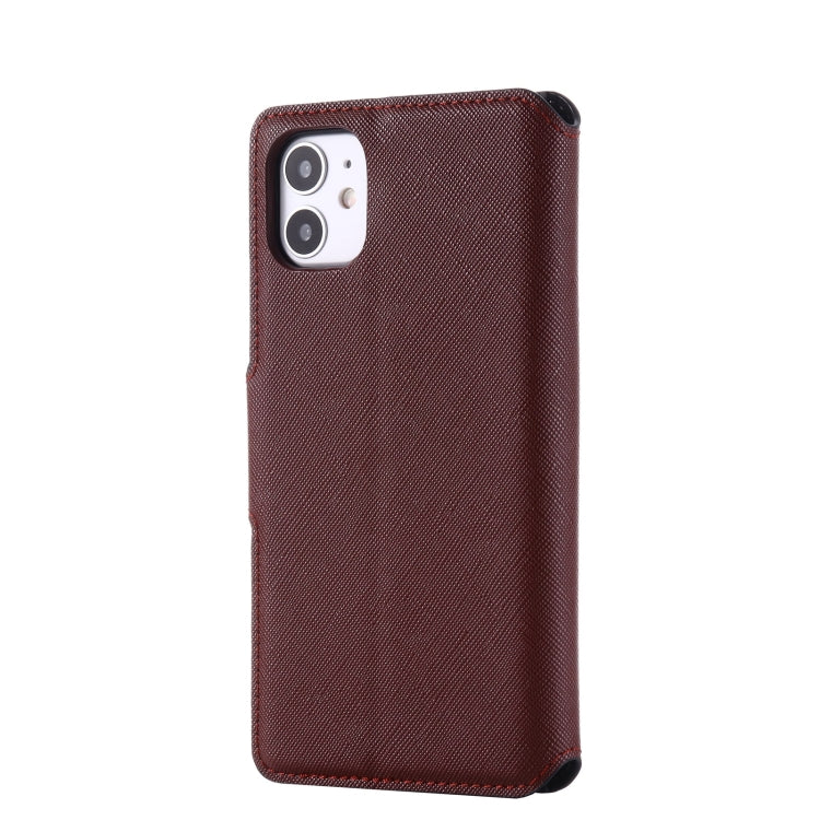 For iPhone 11 MUXMA MX115 Cross Texture Oil Edge Flip Leather Phone Case