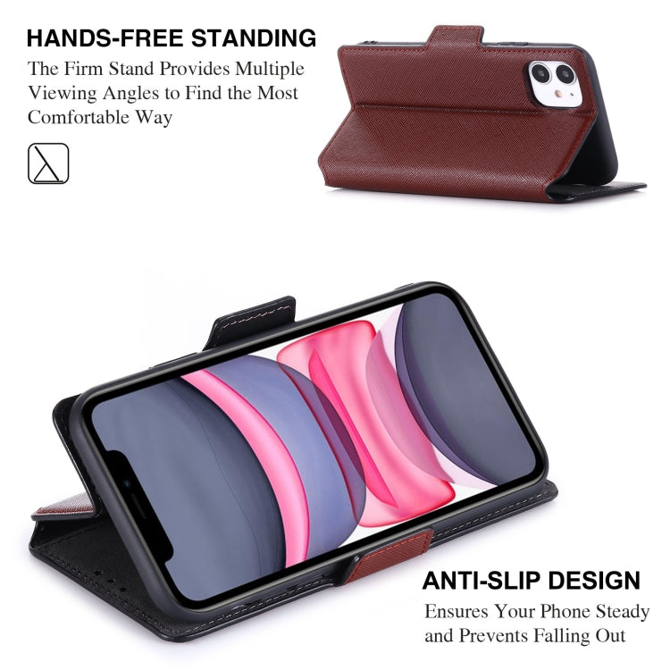 For iPhone 11 MUXMA MX115 Cross Texture Oil Edge Flip Leather Phone Case