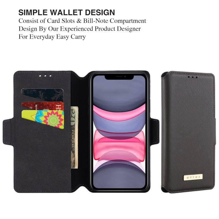 For iPhone 11 MUXMA MX115 Cross Texture Oil Edge Flip Leather Phone Case
