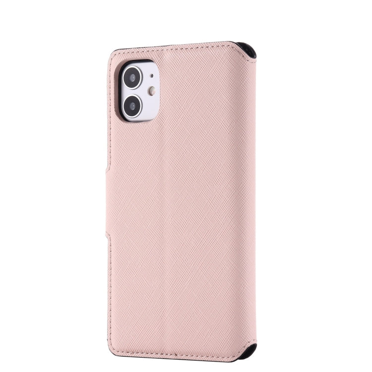 For iPhone 11 MUXMA MX115 Cross Texture Oil Edge Flip Leather Phone Case