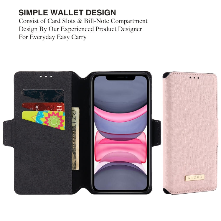 For iPhone 11 MUXMA MX115 Cross Texture Oil Edge Flip Leather Phone Case