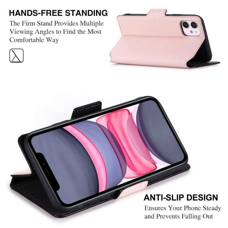 For iPhone 11 MUXMA MX115 Cross Texture Oil Edge Flip Leather Phone Case