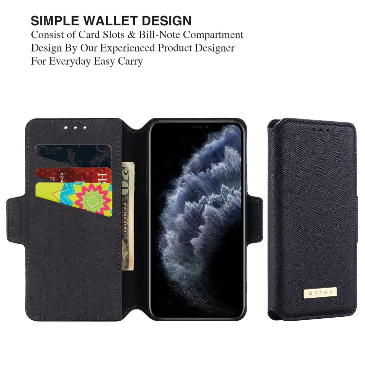 For iPhone 11 Pro MUXMA MX115 Cross Texture Oil Edge Flip Leather Phone Case