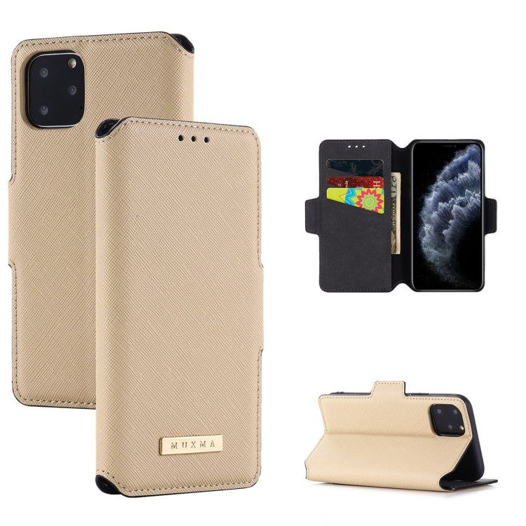 For iPhone 11 Pro MUXMA MX115 Cross Texture Oil Edge Flip Leather Phone Case
