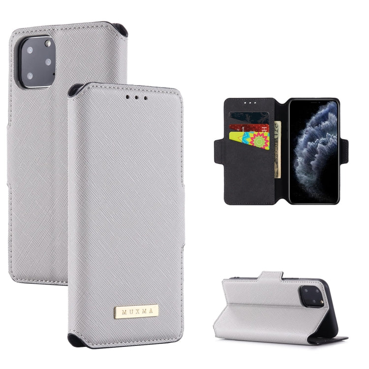 For iPhone 11 Pro MUXMA MX115 Cross Texture Oil Edge Flip Leather Phone Case