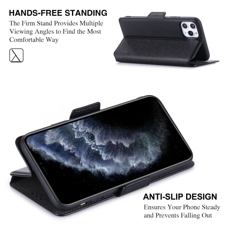 For iPhone 11 Pro Max MUXMA MX115 Cross Texture Oil Edge Flip Leather Phone Case