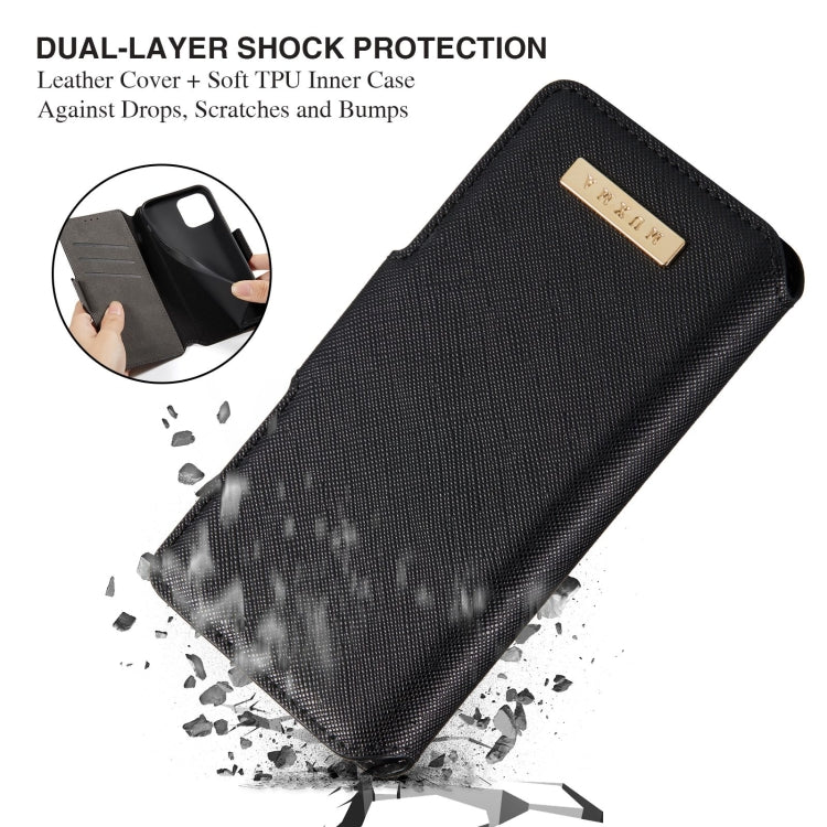 For iPhone 11 Pro Max MUXMA MX115 Cross Texture Oil Edge Flip Leather Phone Case