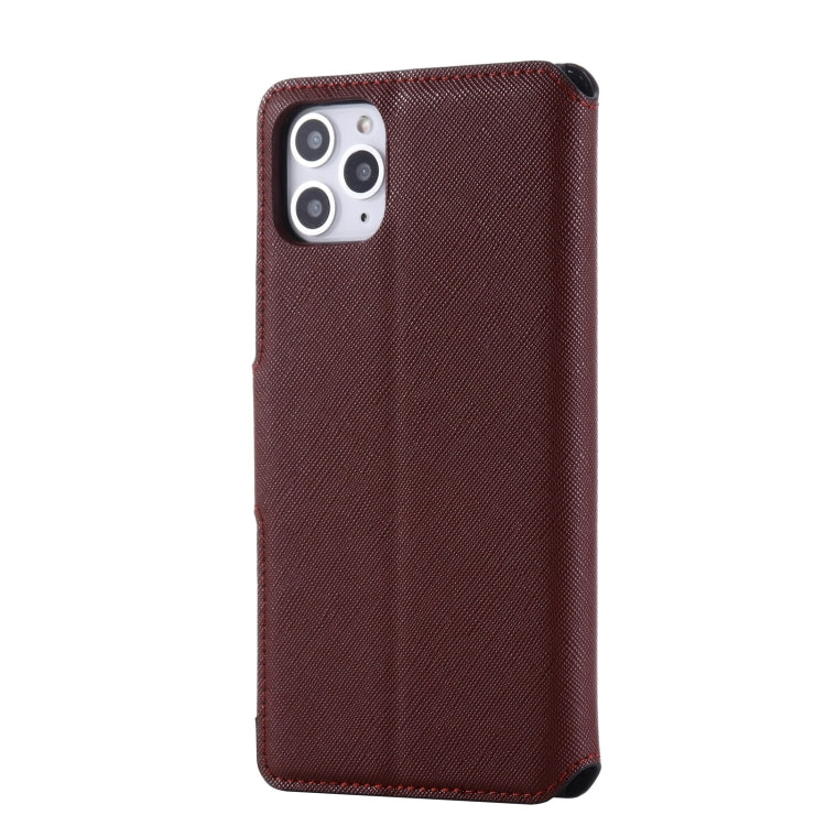 For iPhone 11 Pro Max MUXMA MX115 Cross Texture Oil Edge Flip Leather Phone Case