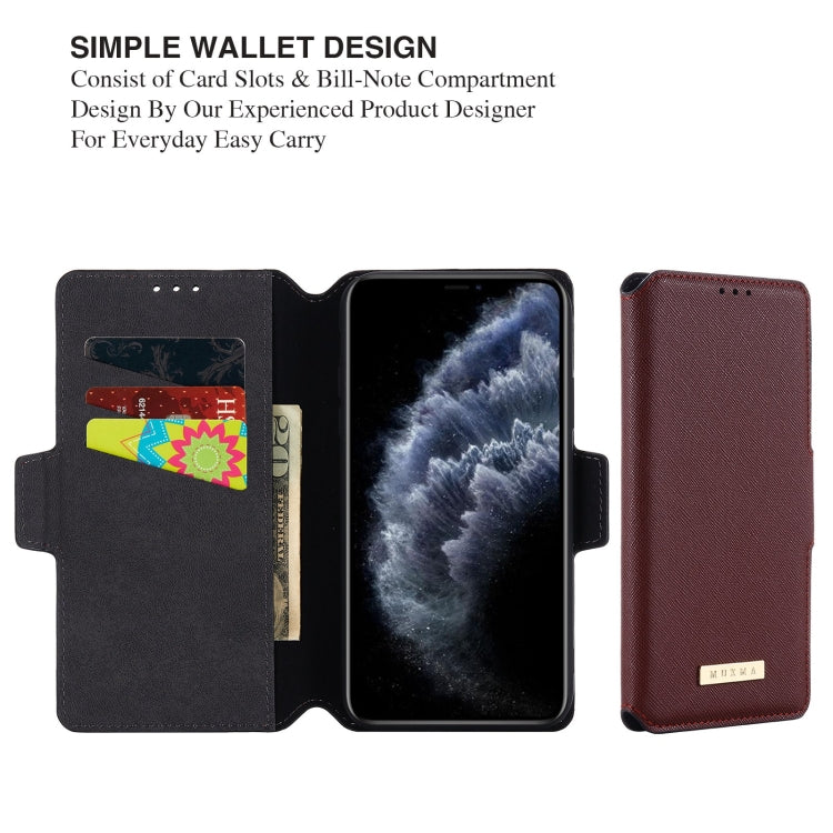 For iPhone 11 Pro Max MUXMA MX115 Cross Texture Oil Edge Flip Leather Phone Case