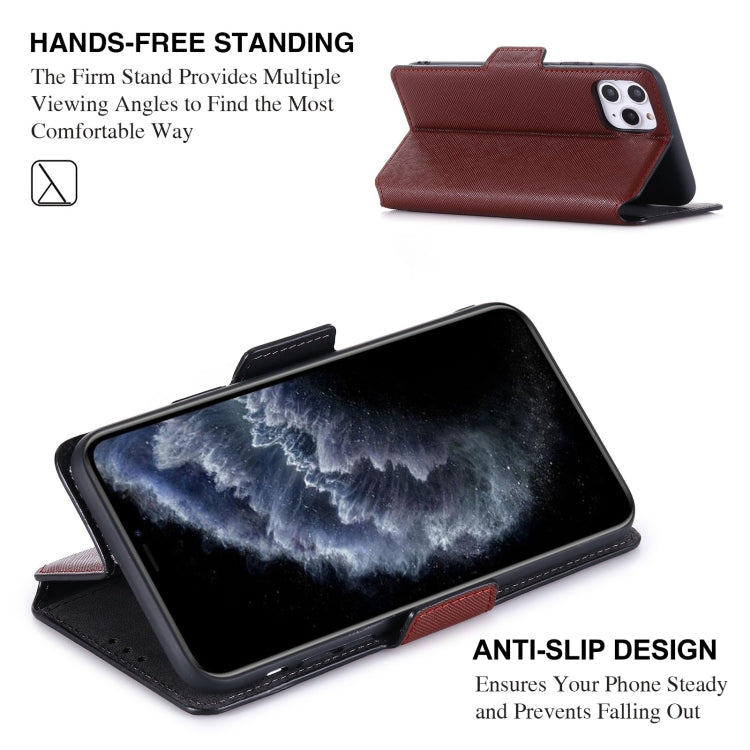 For iPhone 11 Pro Max MUXMA MX115 Cross Texture Oil Edge Flip Leather Phone Case