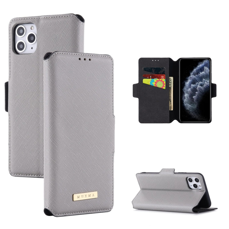 For iPhone 11 Pro Max MUXMA MX115 Cross Texture Oil Edge Flip Leather Phone Case
