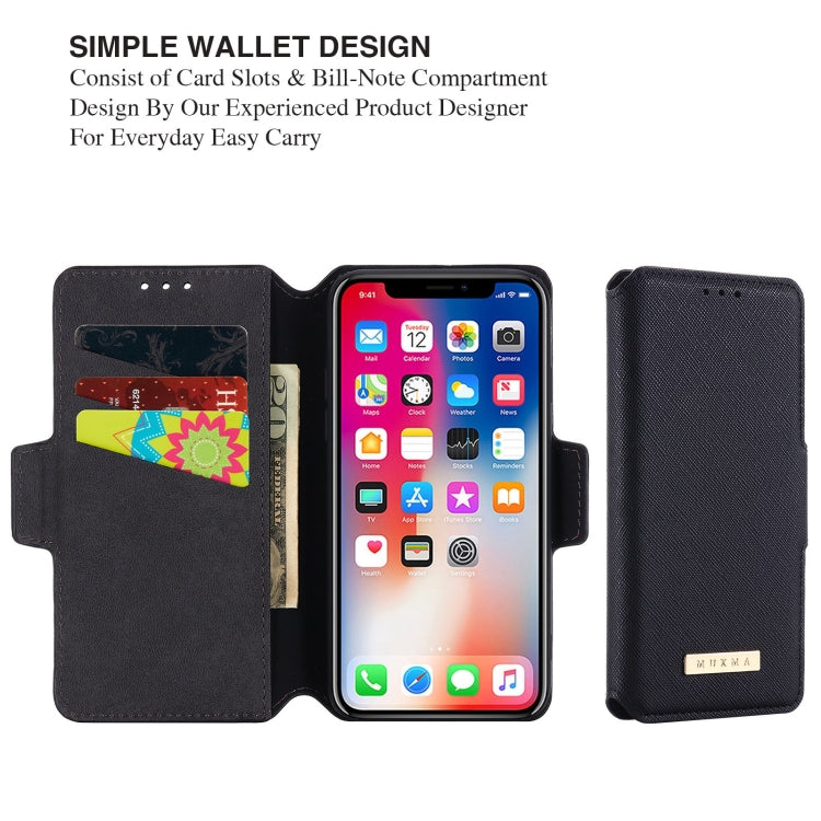 For iPhone X / XS MUXMA MX115 Cross Texture Oil Edge Flip Leather Phone Case