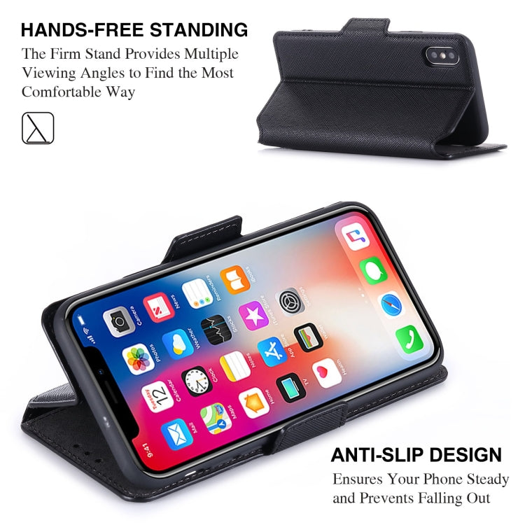 For iPhone X / XS MUXMA MX115 Cross Texture Oil Edge Flip Leather Phone Case